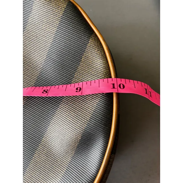 Fendi Pequin Canvas Round Hatbox Bag 10" Brown Black Vintage 80s Crossbody - Image 6