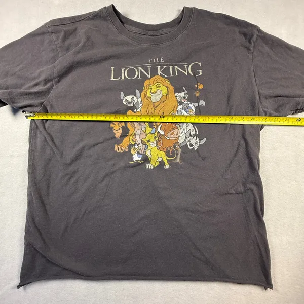 Disney The Lion King Graphic T-Shirt Gray Raw Hem Cropped Simba Scar 2XL - Image 5