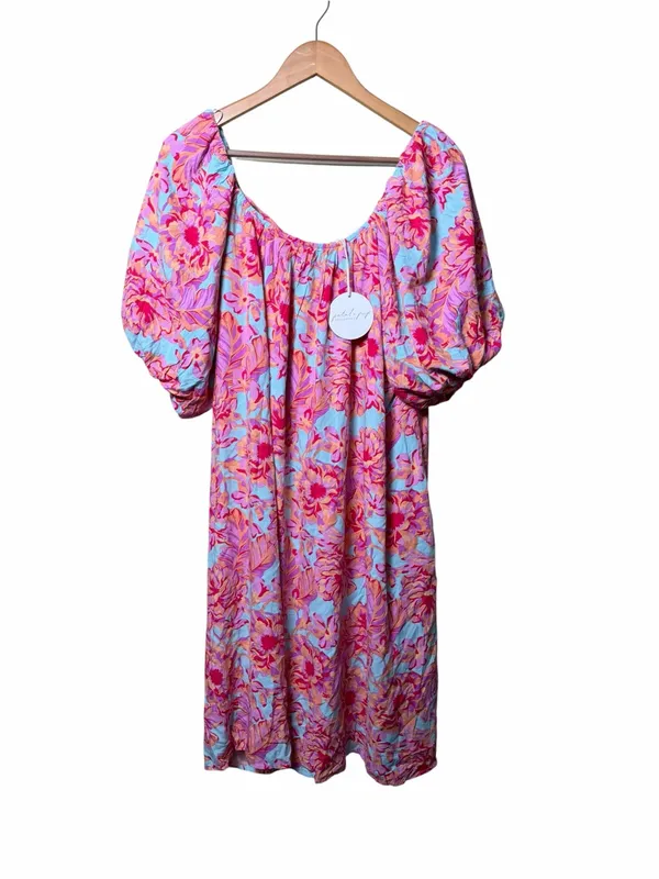 Petal + Pup Leyden Pink Floral Puff Sleeve Midi Dress US 8 NWT - Image 3