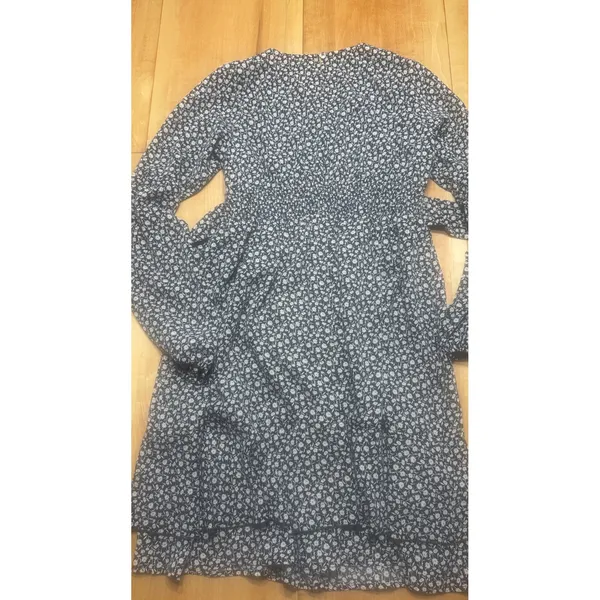 Coco + Carmen Navy Blue Floral‎ Daisy Smocked Waist Ruffle Faux Wrap Dress S/M - Image 6