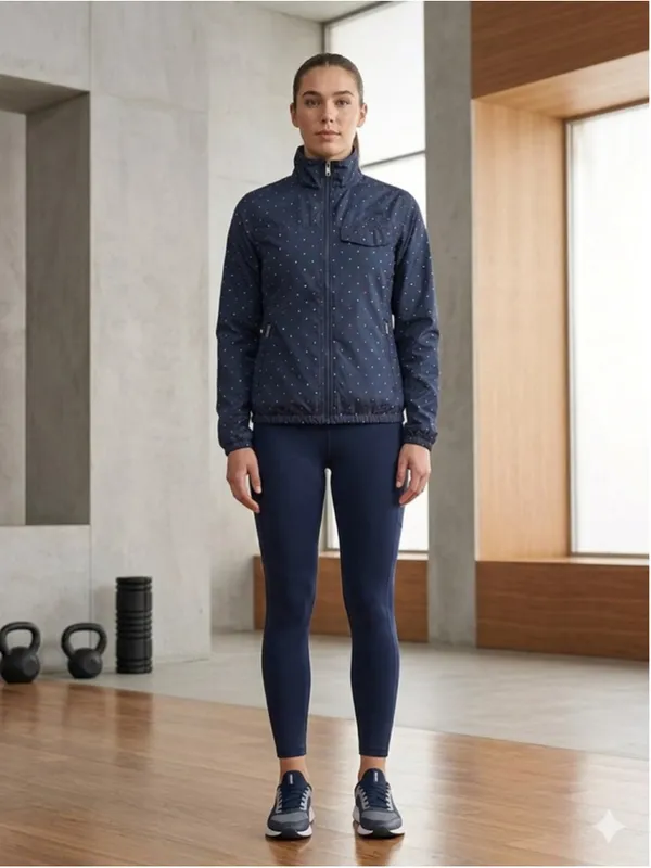 The North Face Women's Windbreaker Polka Dot Jacket Navy Blue Full Zip Size S - Image 2