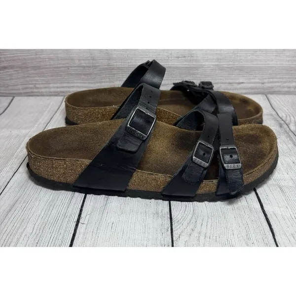 BIRKENSTOCK Franca Triple Strap Slide Sandals EU 42 Black - Image 4