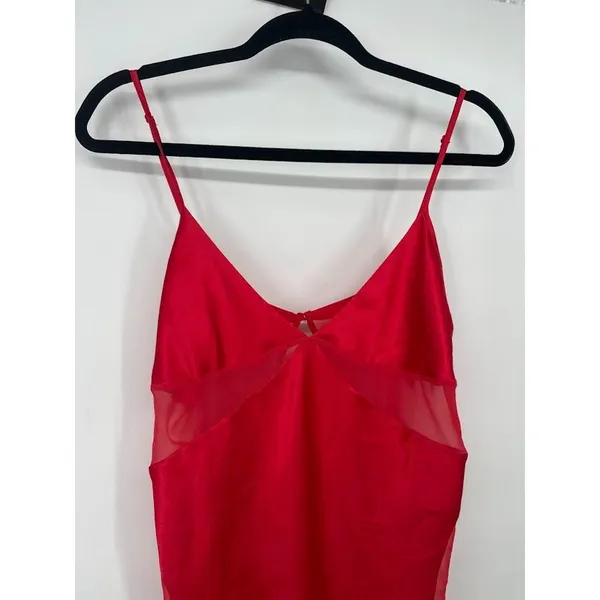Vintage Y2K Victorias Secret Red Satin Mesh Babydoll Nightie‎ Gown Sexy Large - Image 2