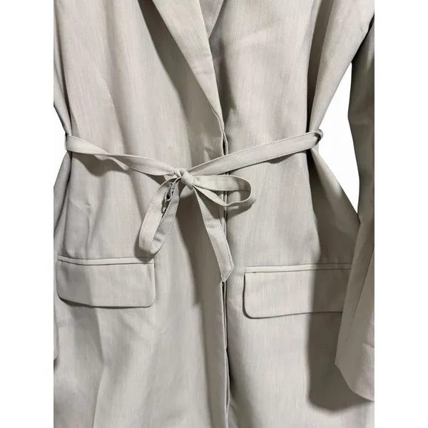 Abercrombie & Fitch Belted Blazer Tan Greige Mini Dress‎ Women's Size Large Tall - Image 7