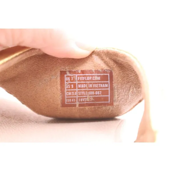 FitFlop Glitzy Lottie Thong Sandals Gold Metallic Leather Straps Womens Size 9 - Image 5