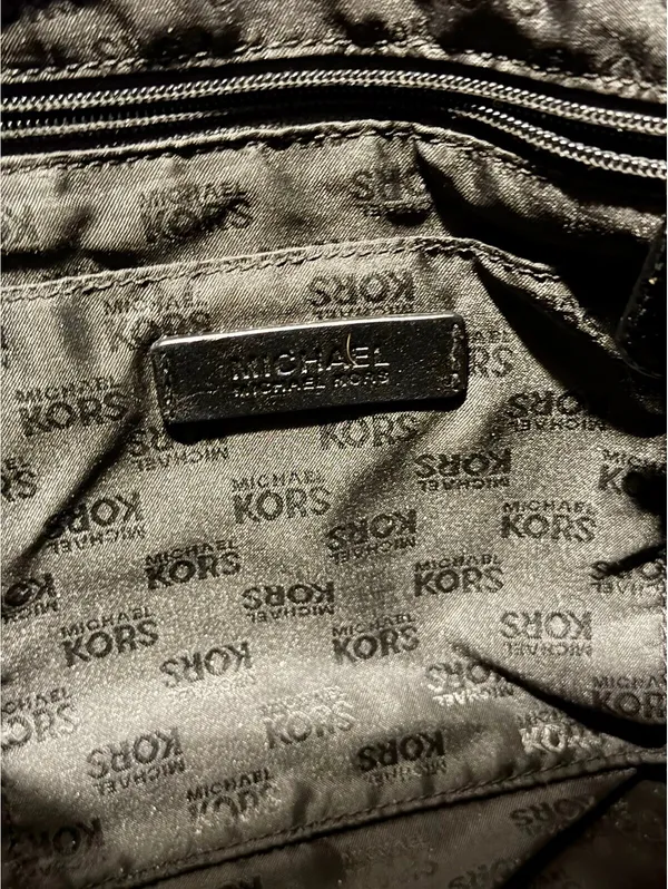Michael Kors MK Signature Jacquard Hobo Shoulder Bag Black Beige Gold - Image 3