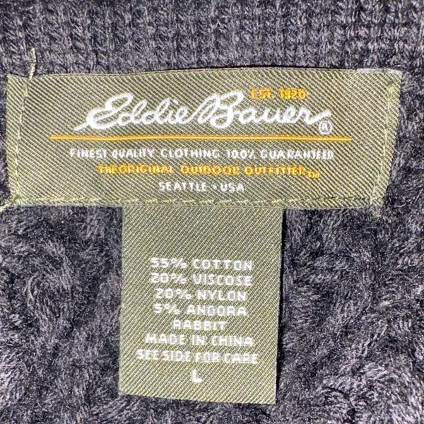 Eddie Bauer Black Textured Cardigan Large heavy weight - Image 10