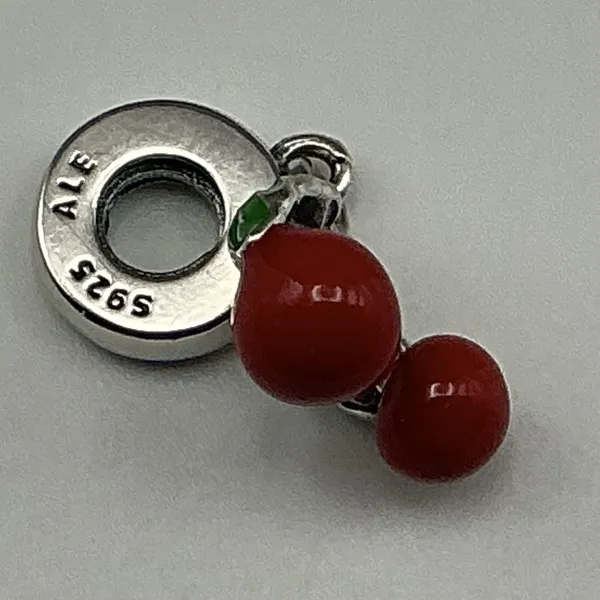 Pandora Asymmetrical Cherry Fruit Dangle Charm 791583C01 S925 ALE Red Enamel - Image 5