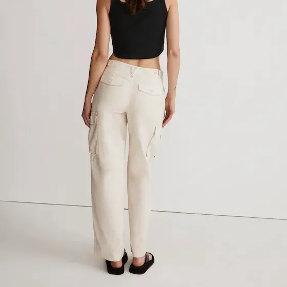 NWT Madewell Garment Dyed Low Slung Straight Cargo Pants Vintage Linen Beige 29 - Image 3