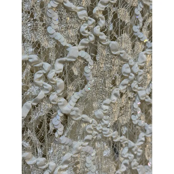 Vintage Lace Dress Size 12 Cream Ribbon Sequin Victorian‎ Romantic Delicate - Image 9