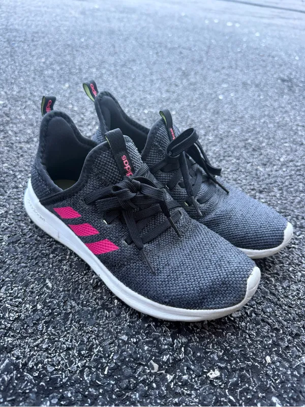 Adidas Cloudfoam Pure Black Pink Running Shoes Women’s 5.5 - Image 2
