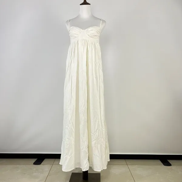 NWOT Farm Rio Linen Blend White Sleeveless Maxi Dress Size M - Image 2