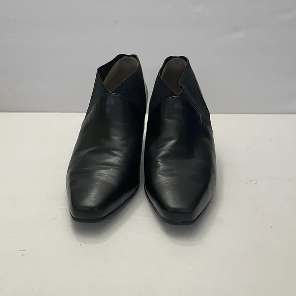 Nine West Shaw Black Leather‎ Heel Ankle Bootie Shoes Square Toe Womens 7.5 - Image 2