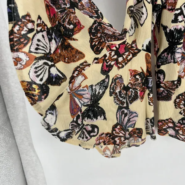 Entro‎ Tunic Top Womens Small Multicolor Butterfly Keyhole Neck Bell Sleeves - Image 4