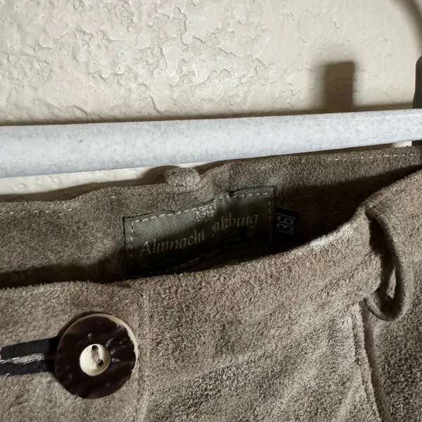 Vintage leather suede pants embroidered‎ german oktoberfest sz XS tan - Image 2