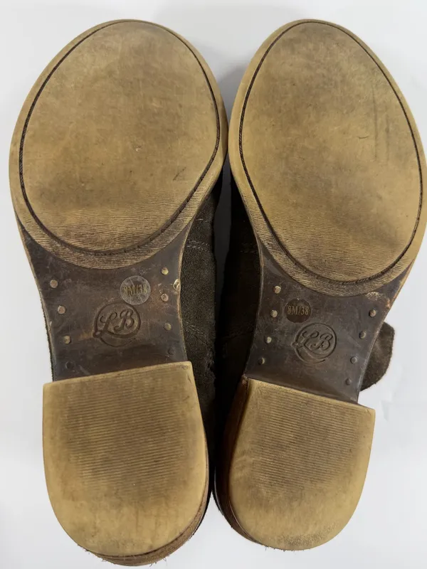 Lucky Brand Suede Ankle Boots‎ Brown Side Zip Low Heel Women Size 8 - Image 9