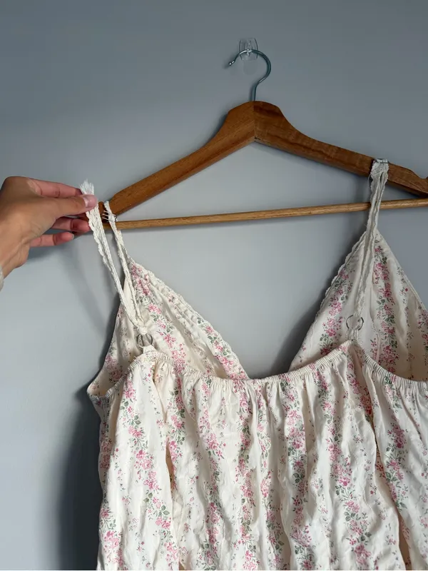 Cider Babydoll Floral Lace-Trim White & Pink Camisole Top XL - Image 6