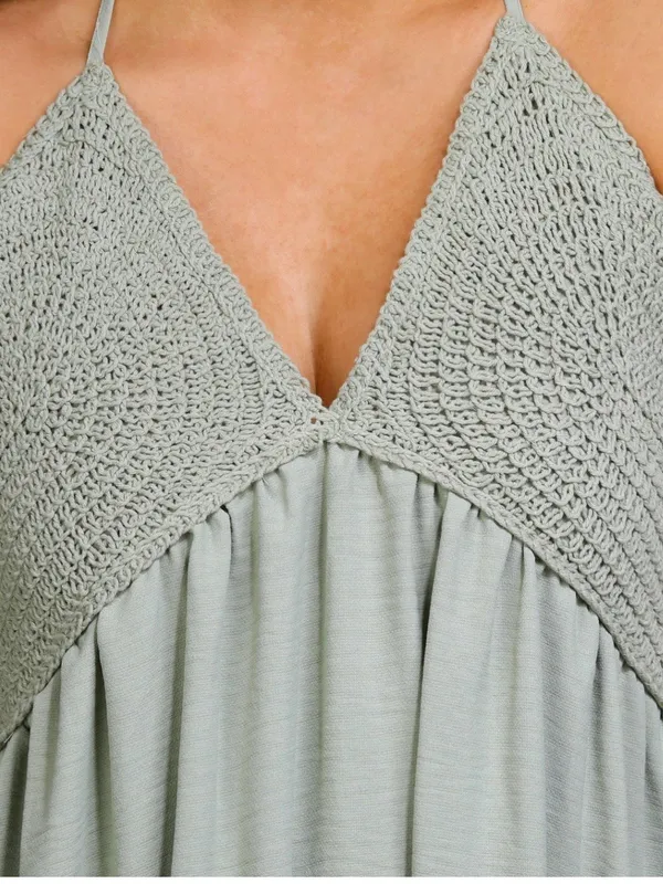 Madden Girl Sage Green Halter Ruffle Sundress - Image 2