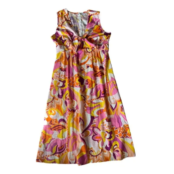 Chloe + Rene Maxi Dress Sunny swirl retro Print Boho print Summer Beachy Size L - Image 2