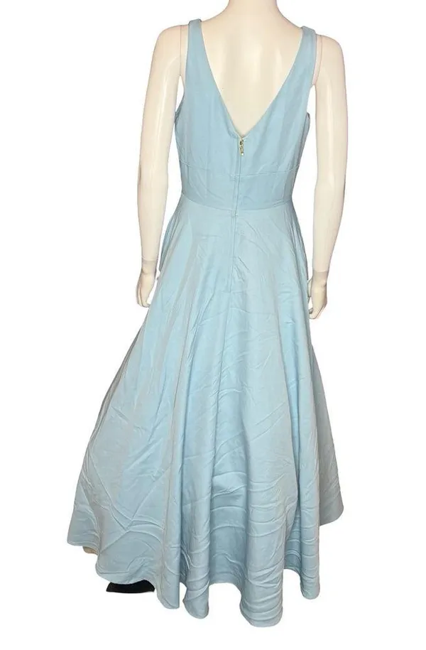 Ieena for Mac Duggal Blue Classic Sleeveless A-Line Ballgown with Pockets Sz 6 - Image 6