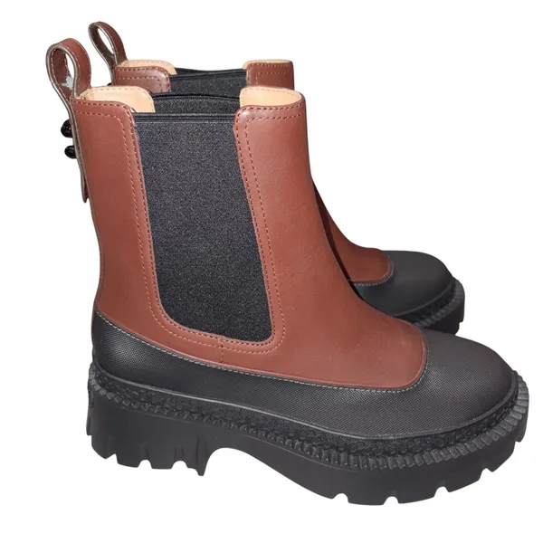 NEW Without Box Coach Jayla Brown Leather Lug Sole Chelsea Boot 5.5 - Image 5