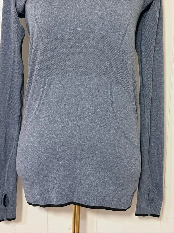 Lululemon Swiftly Tech Long Sleeve Shirt 2.0 Gray Black Trim Size 8 - Image 3