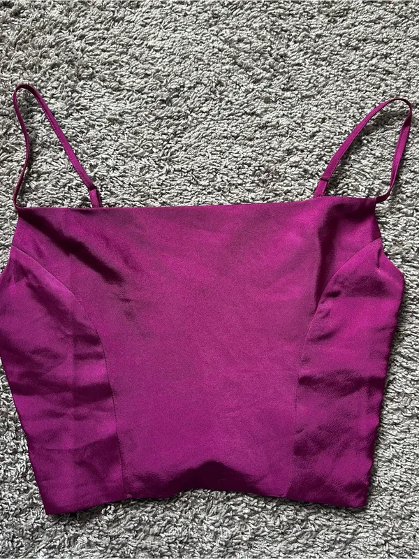 Le Lis Magenta Cowl Neck Cropped Tank - Image 2