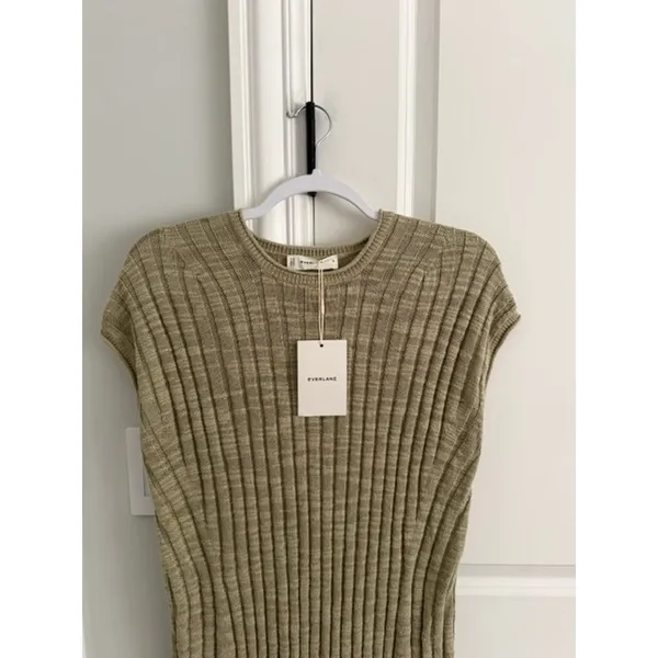 Everlane NWT Column Cotton Linen Eucalyptus Green Midi Dress Medium - Image 3