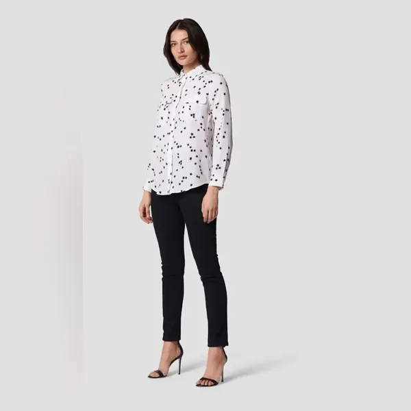 Equipment Star Print Long Sleeve Silk Blouse medium - Image 13