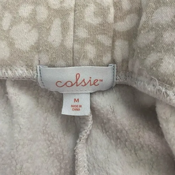 Colsie Leopard Print Jogger Sweatpants Size M Beige Cream Lounge Pants Cozy Athl - Image 3