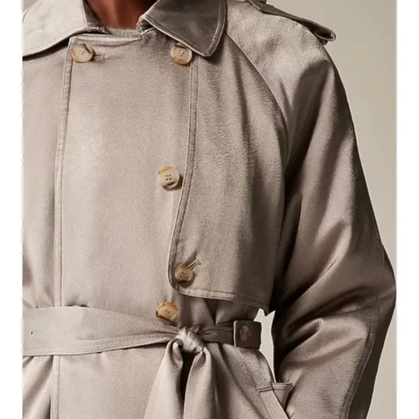 J.Crew Relaxed Trench Coat Satin Crepe Mid Length Silver Gray Insulated US 2 NWT - Image 3