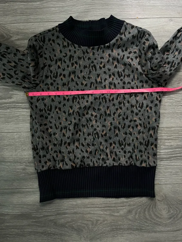 THML Anthropologie Gray Black mock Neck Long Sleeve Sweatshirt M Casual Boho - Image 8