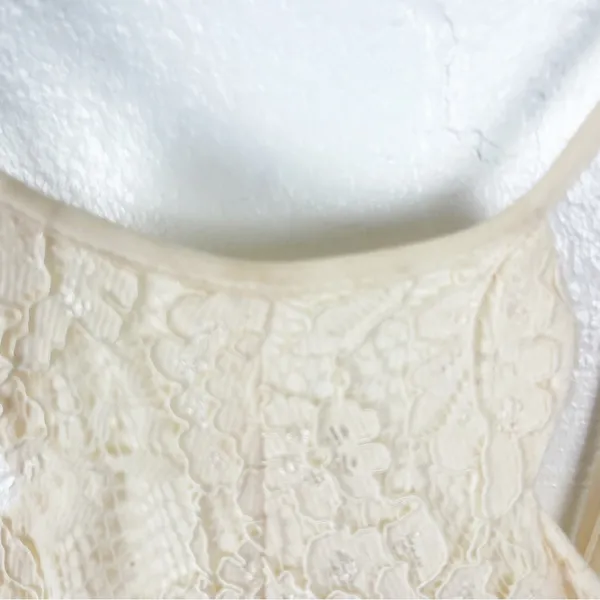 LULUS Zenith Cream Lace Hidden Back Zipper Maxi Dress Small Wedding Victorian - Image 12