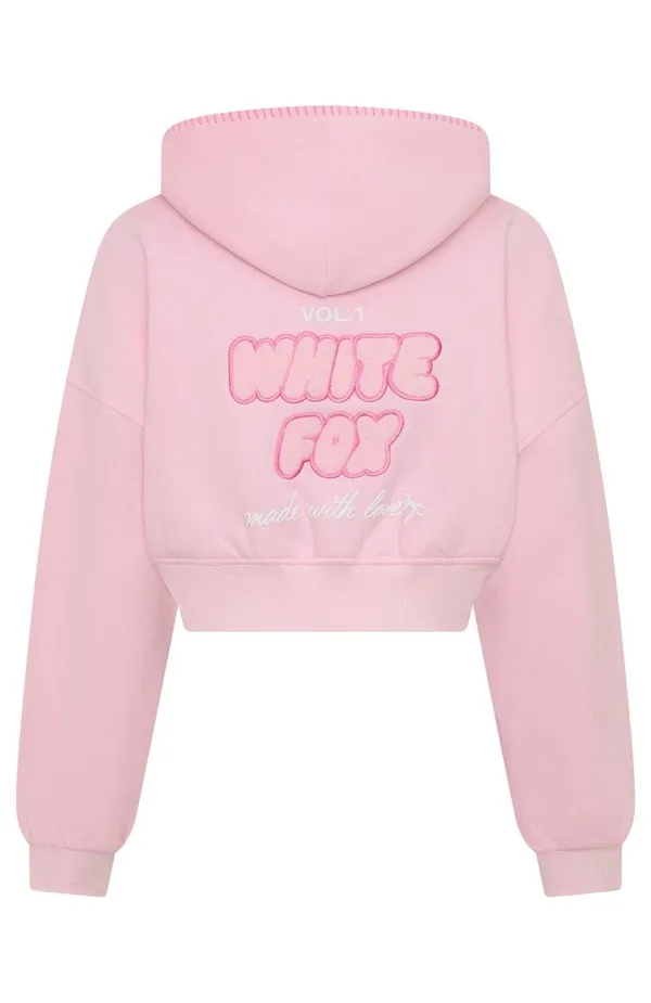 White Fox Boutique Posy Pink Wide Leg Pants And Crop Hoodie Set M/L New - Image 7