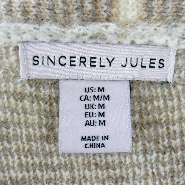 Sincerely Jules Casper Cardigan Beige Tan Brown Colorblock Long Sweater Medium - Image 4