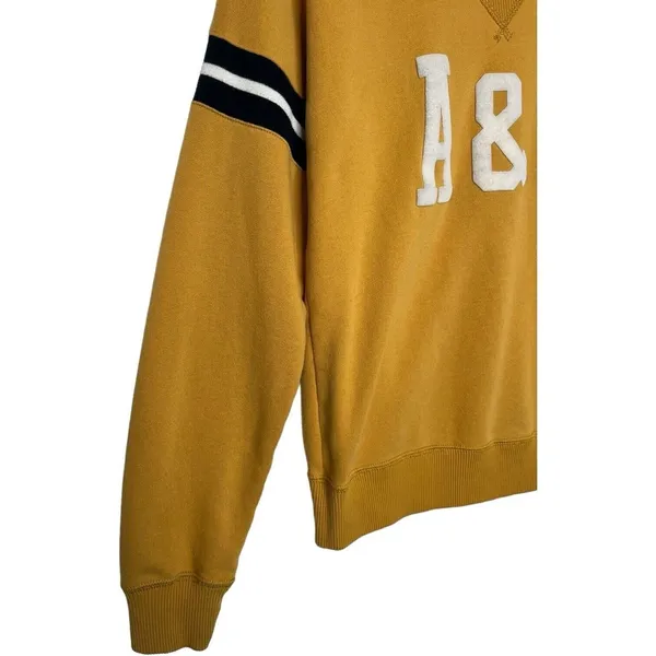 Abercrombie Fitch Top Womens XS Felt Logo Sweatshirt Academic Rugby Yellow - Image 3