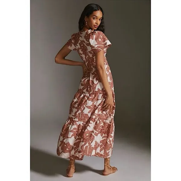 Anthropologie Somerset Maxi Dress in Neutral Floral Dot Size Small - Image 2