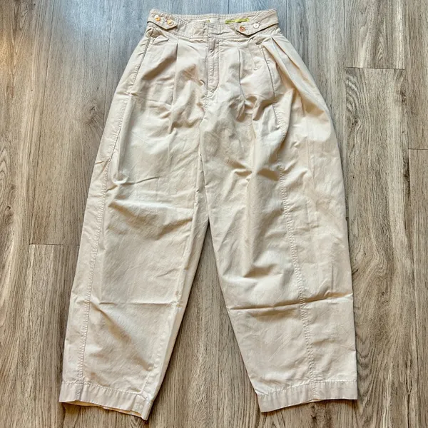 Anthropologie Maeve High Rise Utility Barrel Trouser Pants in Khaki Tan Size 0 - Image 4