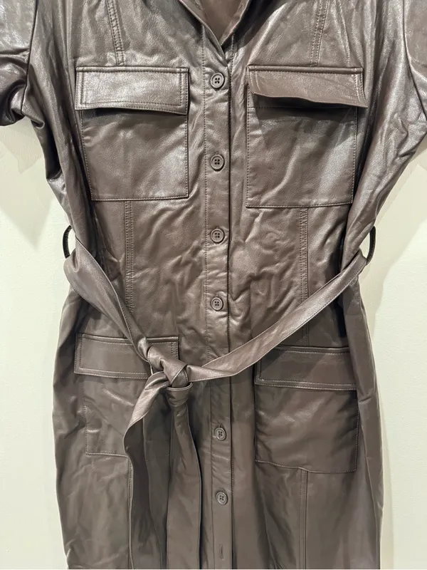 Amanda Uprichard Sz M Short Sleeve Greyson Mini Dress in Cocoa - Image 5
