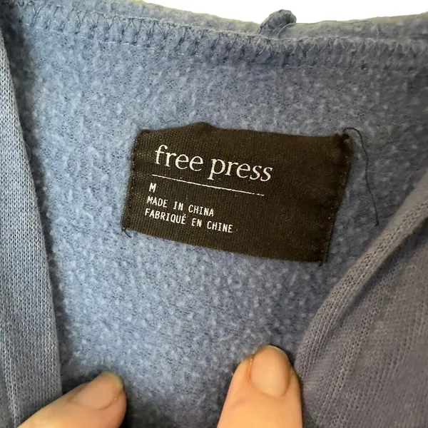 Free Press Distressed Blue Hooded Sweatshirt Size Medium - Image 5