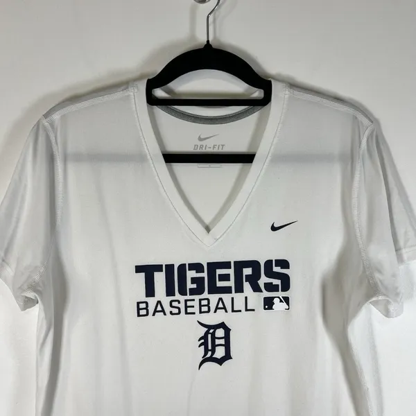 Nike Dri-Fit‎ Women’s MLB Detroit Tigers Baseball Top Size Large White Sporty - Image 2