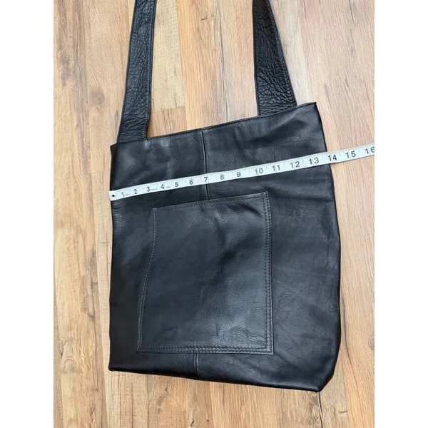 HOBO International Black Leather Tote Shoulder Bag Large Pocket Vintage - Image 8