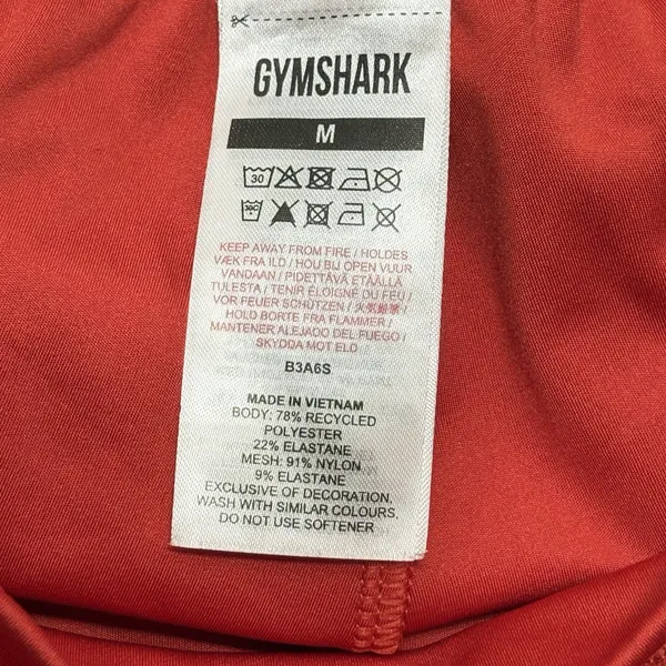 GYMSHARK Leggings Women Sz Medium Full length Contouring Red Side Pockets B3a6s - Image 7