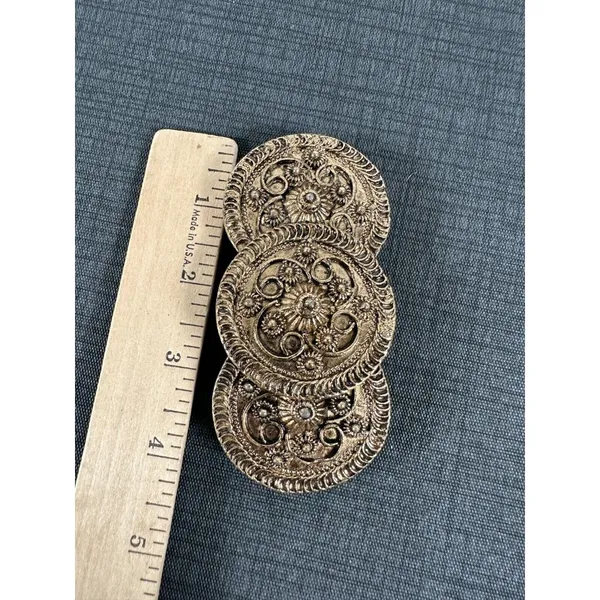 Lot of 2 Vintage Belt Buckles Rhinestones Boho Gold Tone‎ Chunky Statement - Image 4