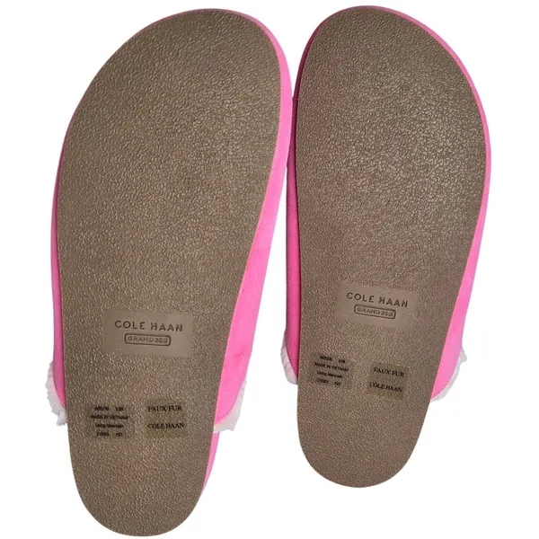 Cole Haan Mc Ada Mule Slippers‎ Hot Pink Suede Faux Fur Lined Size 5.5B - Image 10