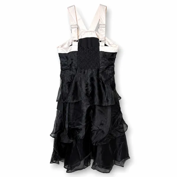 NEW Lulus Black Glamour Organza Tiered Cream Oversized Bow Midi Cocktail Dress - Image 8