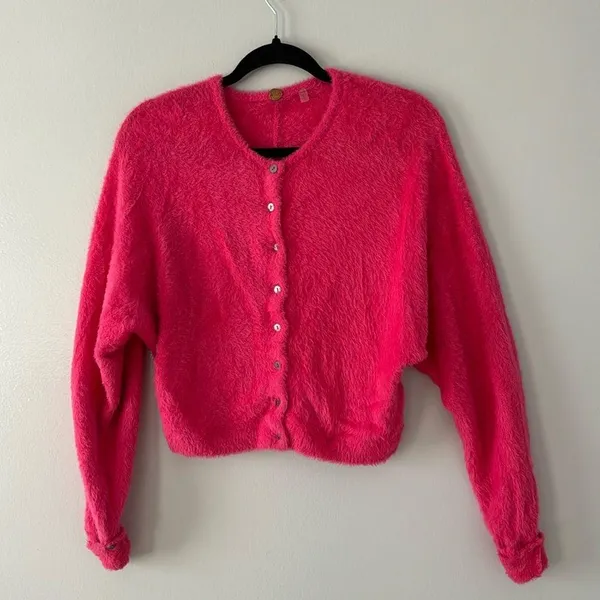 Free People One Allegra Cardigan Hot Pink Size Small XSmall - Image 2