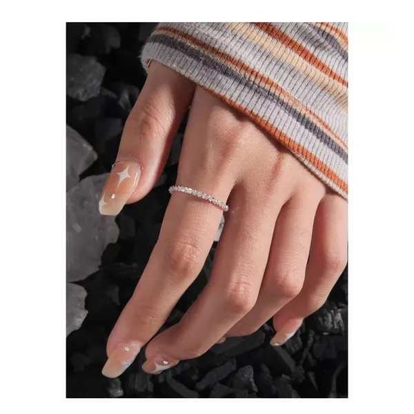 NEW Dainty‎ Diamond Cut White Gold Plated Silver Bendy Ring, Size 5 - Image 4