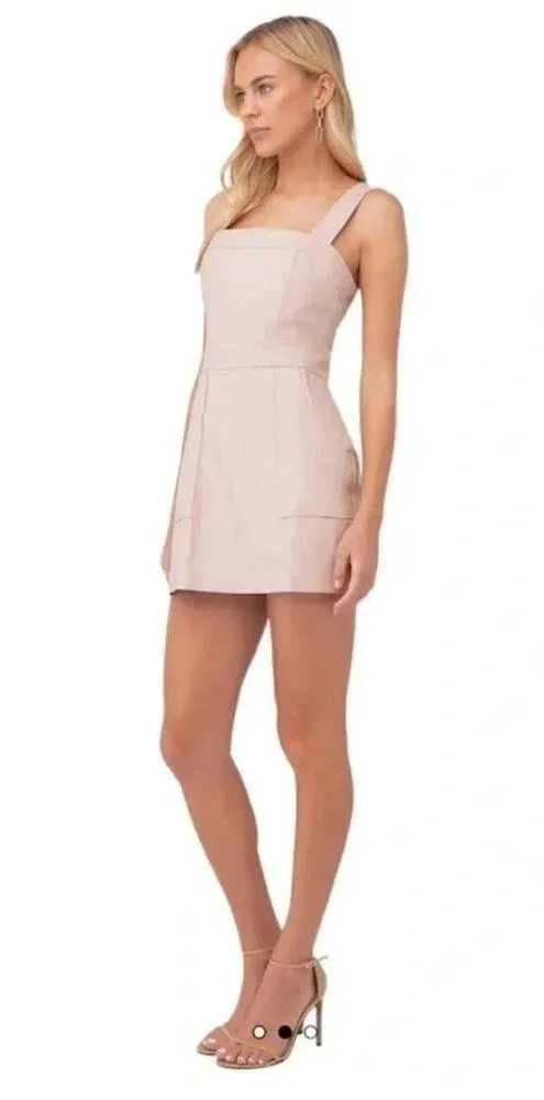 Amanda Uprichard Ace Dress Pale Pink Vegan Leather Size L Nwot - Image 4