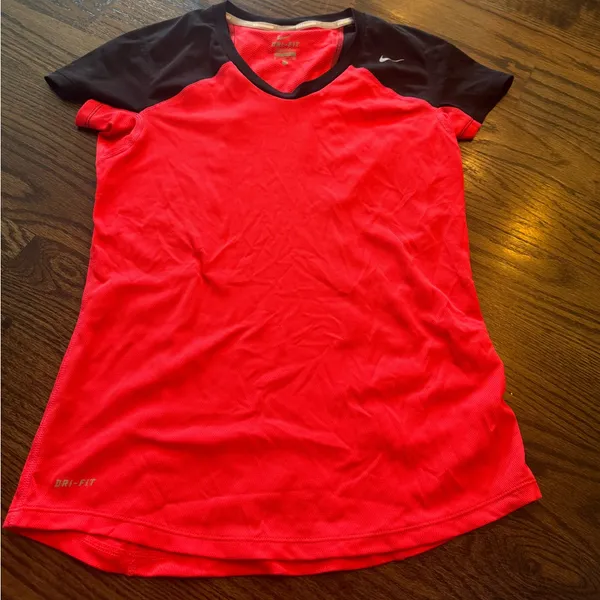 Nike Running Women's Vivid coral Red and Black Tee - Image 2